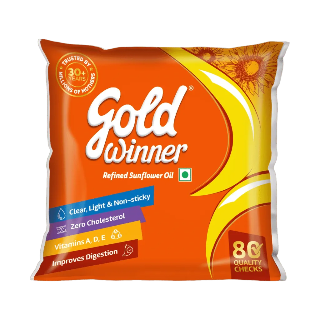 [8906010261047] Gold winner Refined sunflower oil -500ml pouch